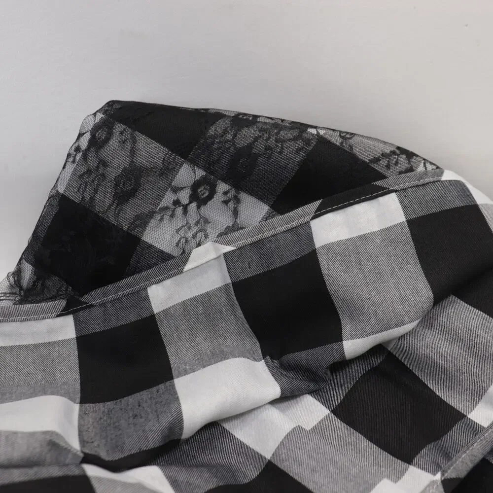 Flash World Reversible Tablecloth Black White Check Lace Rectangle 60X84 in